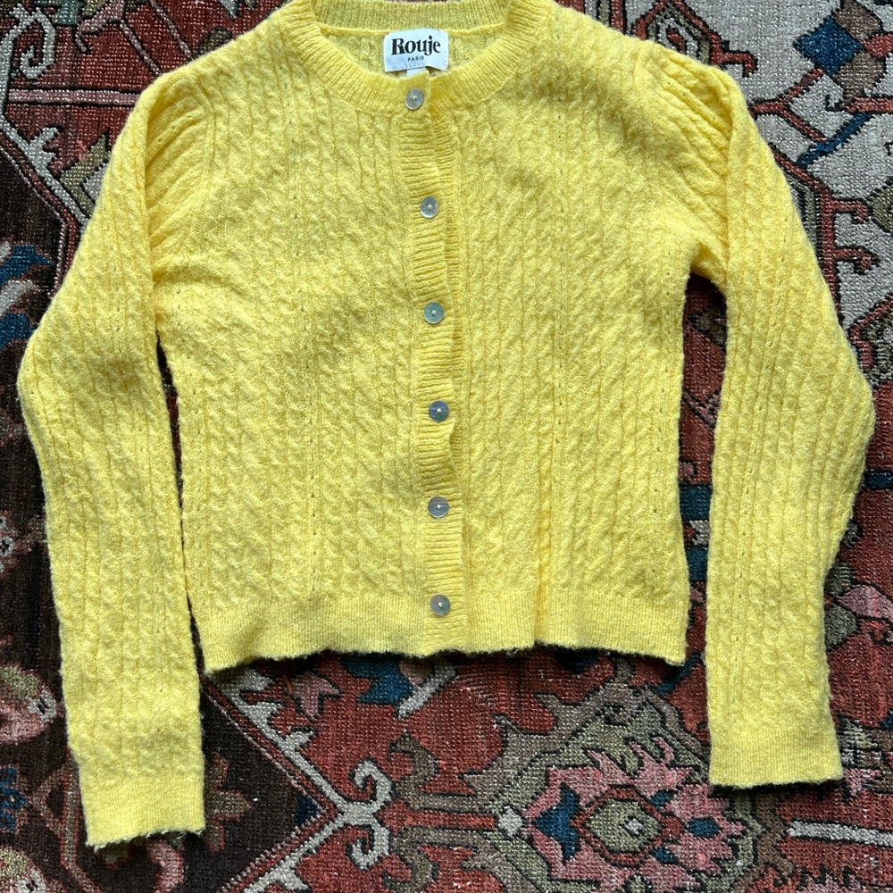 Rouje Yellow Button-Up Cardigan